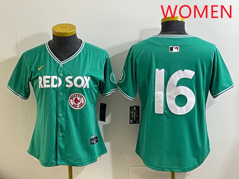 Women Boston Red Sox #16 No Name Green Joint Name Nike 2025 MLB Jersey style 10
